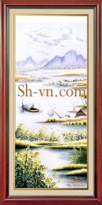 Tranh thêu tay phong cảnh quê hương 'Quê hương và kỷ niệm 2119'