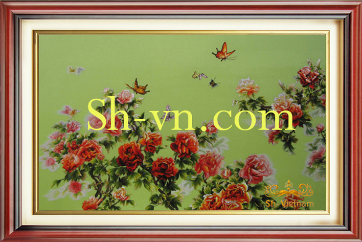 Tranh thêu tay Sài Gòn 'Hoa mẫu đơn 5035'