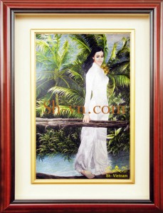 Tranh thêu tay 'Thiếu nữ áo dài 37'