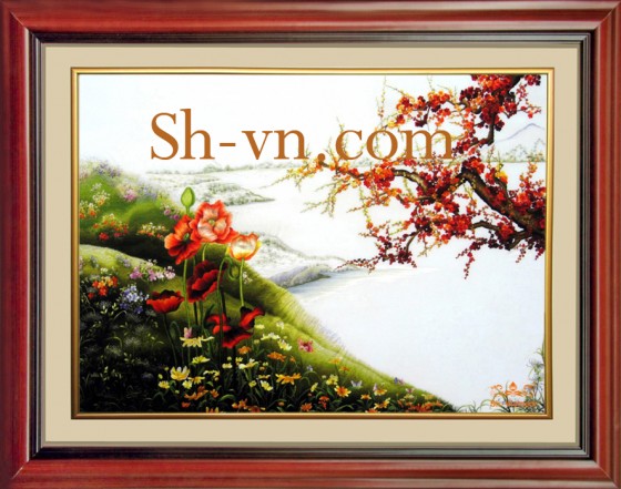 Tranh thêu tay đẹp 'Xuân núi rừng 157' Tranh thêu tay đẹp 'Xuân núi rừng 157'