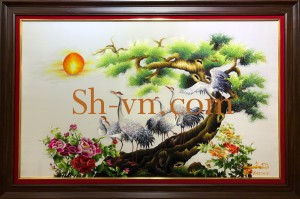 Tranh thêu 'Chim Hạc và hoa Mẫu Đơn (29)'