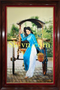 Tranh thêu lụa "Trở về"