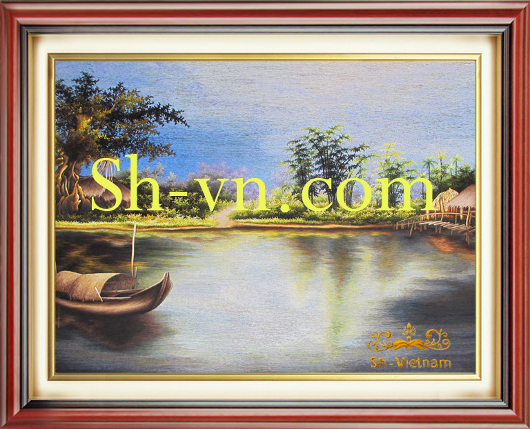 Tranh thêu 'Bến nước tình quê 233' Tranh thêu 'Bến nước tình quê 233'