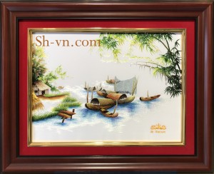 Tranh thêu tay Huế 'Làng chài quê tôi' (19)