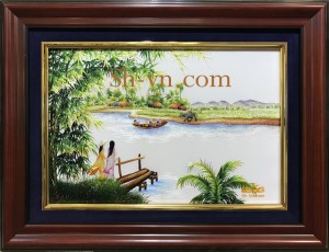 Tranh thêu tay Huế 'Một thoáng quê hương' (14)