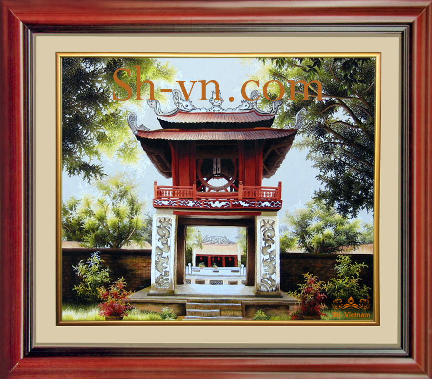 Tranh thêu tay cảnh làng quê 'Văn Miếu 118' Tranh thêu tay cảnh làng quê 'Văn Miếu 118'