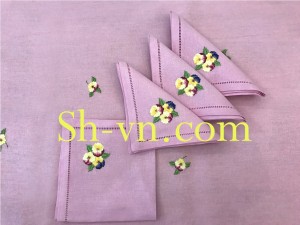 Khăn tay thêu ở Hà Nội ‘Họa tiết hoa panse (9007)’