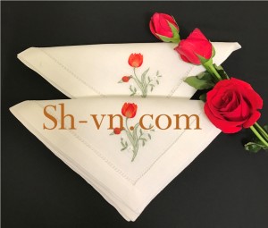 Khăn tay thêu ở Hà Nội ‘ Họa tiết hoa tulip (9004)’