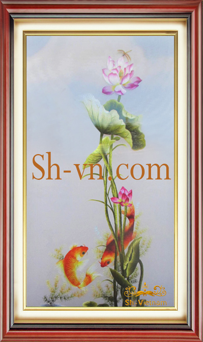 Tranh thêu tay Cá Chép 'Chiều hồ thu (67)' Tranh thêu tay Cá Chép 'Chiều hồ thu (67)'