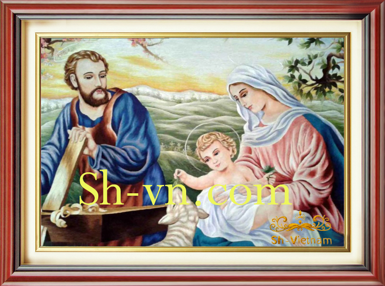 Top tranh thêu mẹ bồng con 'Tác phẩm Gia đình của Chúa (2231)'