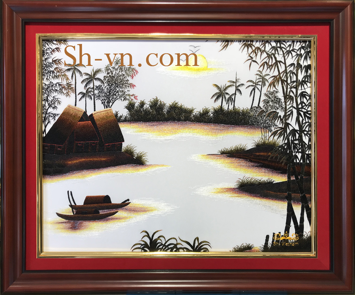 Top những mẫu tranh thêu phong cảnh 'Tác phẩm Bình minh quê nhà (5607)' Top những mẫu tranh thêu phong cảnh 'Tác phẩm Bình minh quê nhà (5607)'