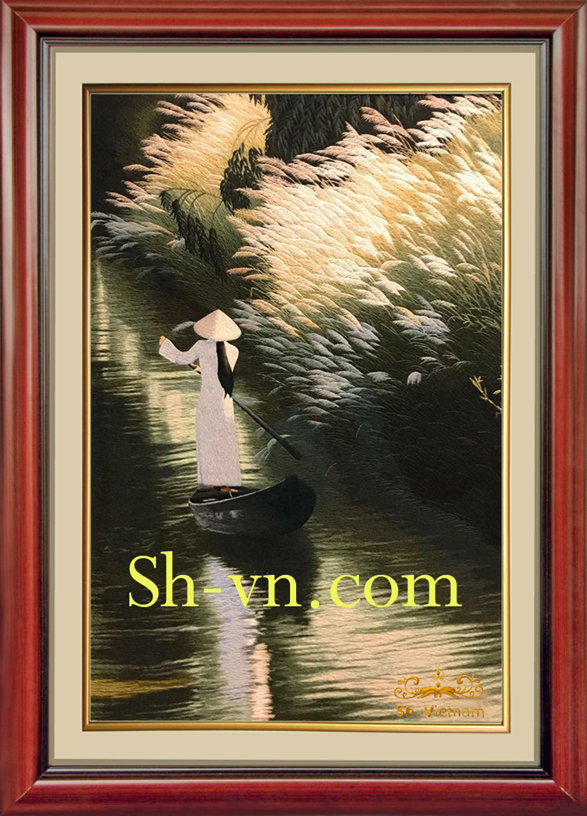 Tranh thêu Nha Trang 'Bến nước tình quê (48)'