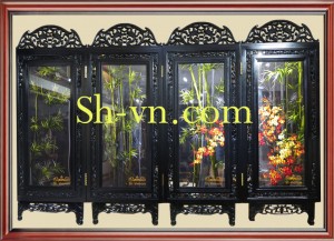 Tranh thêu tay Nha Trang 'Bộ bình phong Trúc Mai' (34)