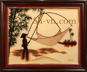 Tranh thêu quê hương 'Vó cá (10)'