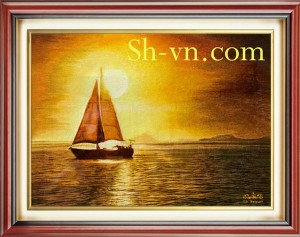 Tranh treo phòng khách 'Biển hoàng hôn' (36)