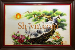 Tranh phong cảnh 'Chim Hạc và hoa Mẫu Đơn (409)'