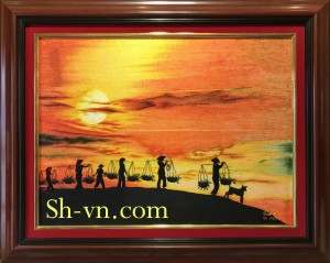 Tranh phong cảnh 'Hoàng hôn trên quê hương (358)'