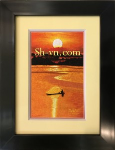 Tranh phong cảnh 'Bình minh trên sông (130)'