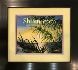 Tranh thêu quê hương 'Bình minh trên sông (125)'