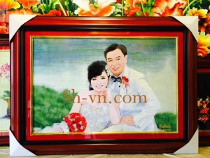 Tranh thêu chân dung 'Hôn lễ' (30)