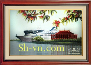 Tranh thêu tay HCM "Bến nhà rồng (3052)"