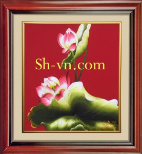 Tranh thêu tay hoa sen "Sen Việt (08)"