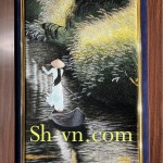 Tranh thêu quê hương "Bến nước tình quê"