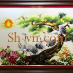 Quà tặng tân gia cao cấp "Tranh thêu chim Hạc và hoa mẫu đơn"