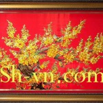 Tranh thêu tay hoa mai "Sắc xuân"