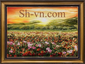 Tranh thêu tay Quảng Ninh "Bình minh nguyên xuân"