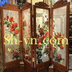 Tranh thêu tay Ninh Thuận "Bộ bình phong Hoa hồng"