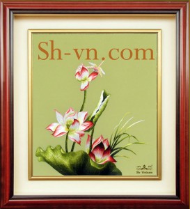 Tranh Thêutay cao cấp Hoa Sen ‘Sen Việt’ (1060)
