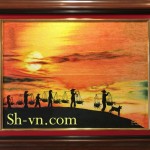 Tranh thêu tay ‘Hoàng hôn trên quê hương (614)’