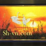 Tranh thêu tay đôi uyên ương “Vũ điệu hoàng hôn”