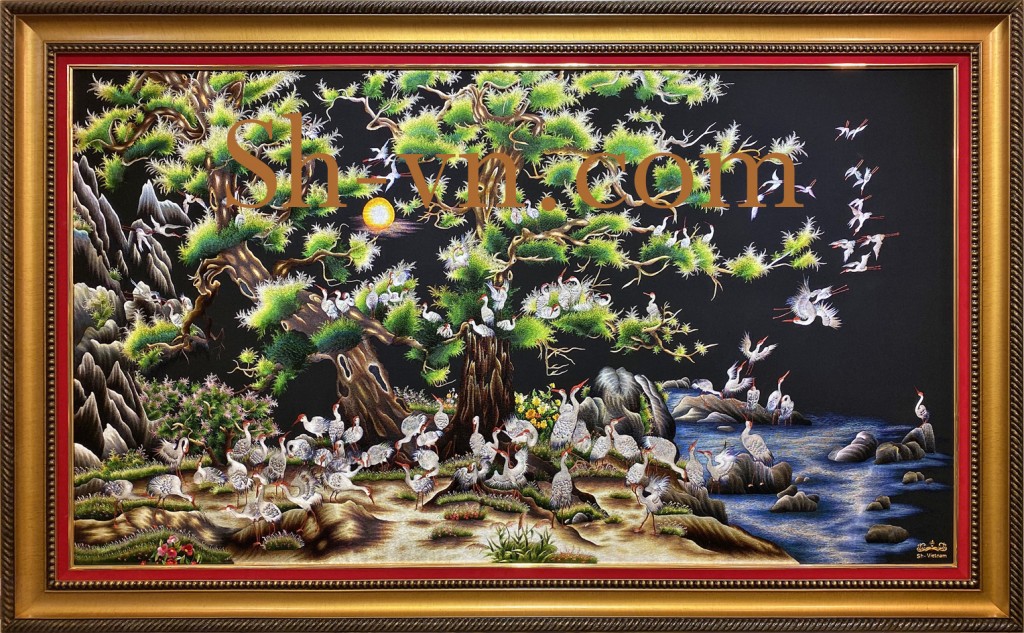 Tranh thêu Tùng hạc ‘Song tùng bách Hạc’ (1211) Tranh-theu-tung-hac-sh (3)