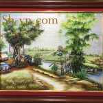 Tranh thêu tay quê hương “Miền quê êm ả”