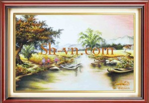 Tranh Thêu Tay Quê Hương “Bến nước tình quê” (40)