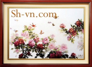 Tranh thêu hoa mẫu đơn “Vũ khúc mùa xuân”