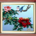 Tranh thêu tay hoa mẫu đơn “Hạnh phúc bên nhau (2235)”