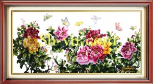 Tranh thêu tay hoa mẫu đơn “Phú quý mãn đường (52)”