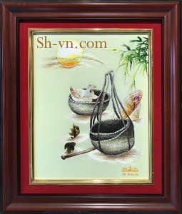 Tranh thêu tay ‘Chợ quê (10)’