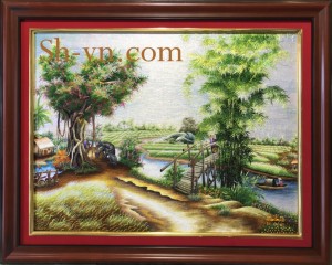 Tranh thêu tay ‘Miền quê êm ả (621)’