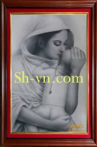 Tranh thêu mẹ bồng con ‘Tình Mẹ (06)’