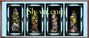 Tranh thêu tay tứ quý ‘Bộ tứ 395’