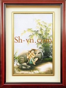 Tranh thêu tay “Tiếng sáo chiều”