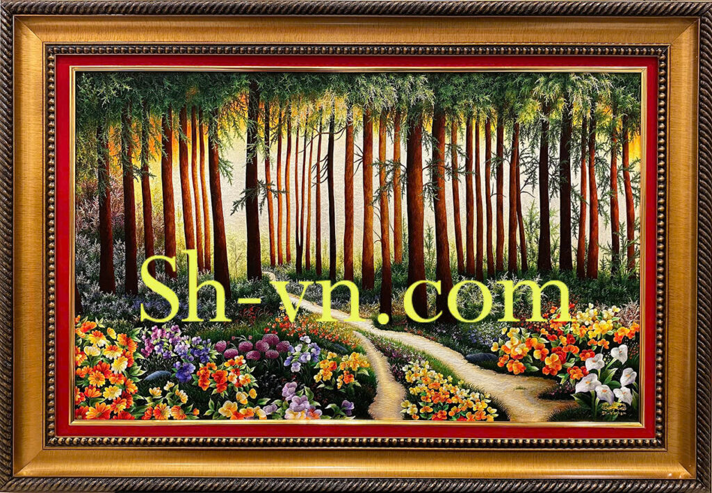 Vietnamese Silk Embroidery In Ho Chi Minh City (HCMC) "Embroidery pattern of bright pine forest landscape" Vietnamese-silk-embroidery-in-ho-chi-minh (10)