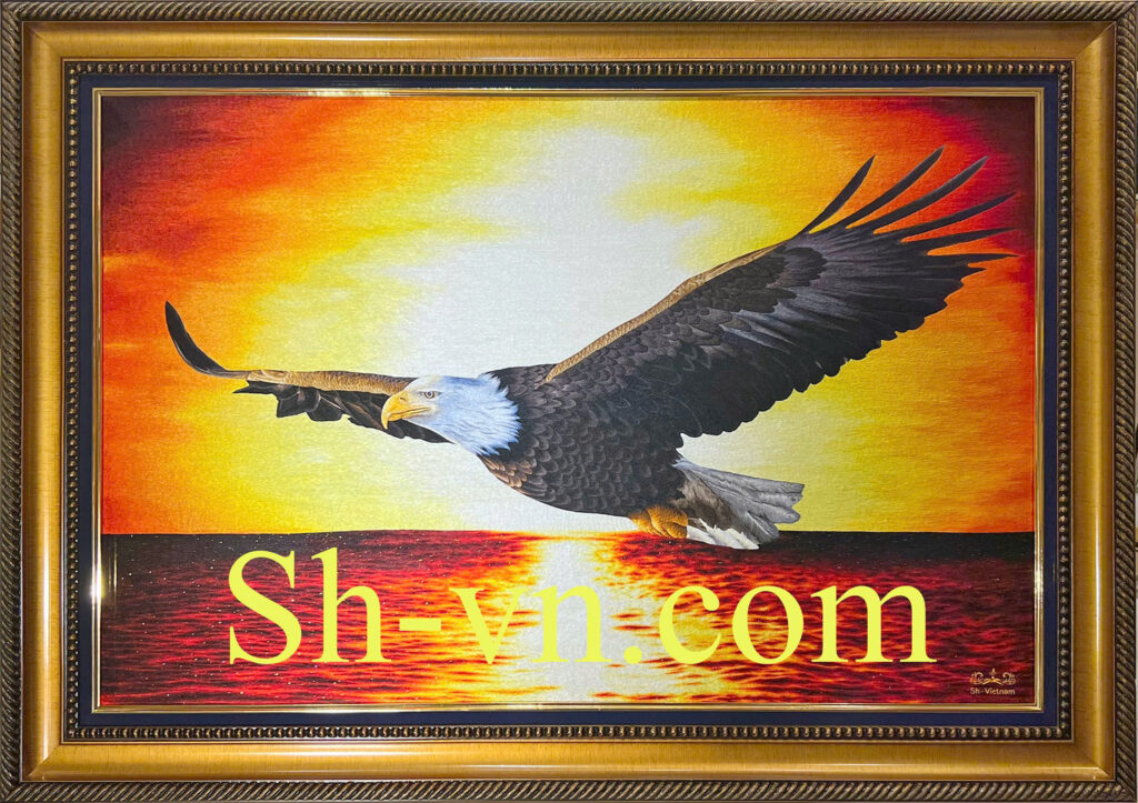 Vietnamese Silk Hand Embroidery "Embroidered painting of an eagle flying on the sunset" Vietnamese-silk-hand-embroidery (6)
