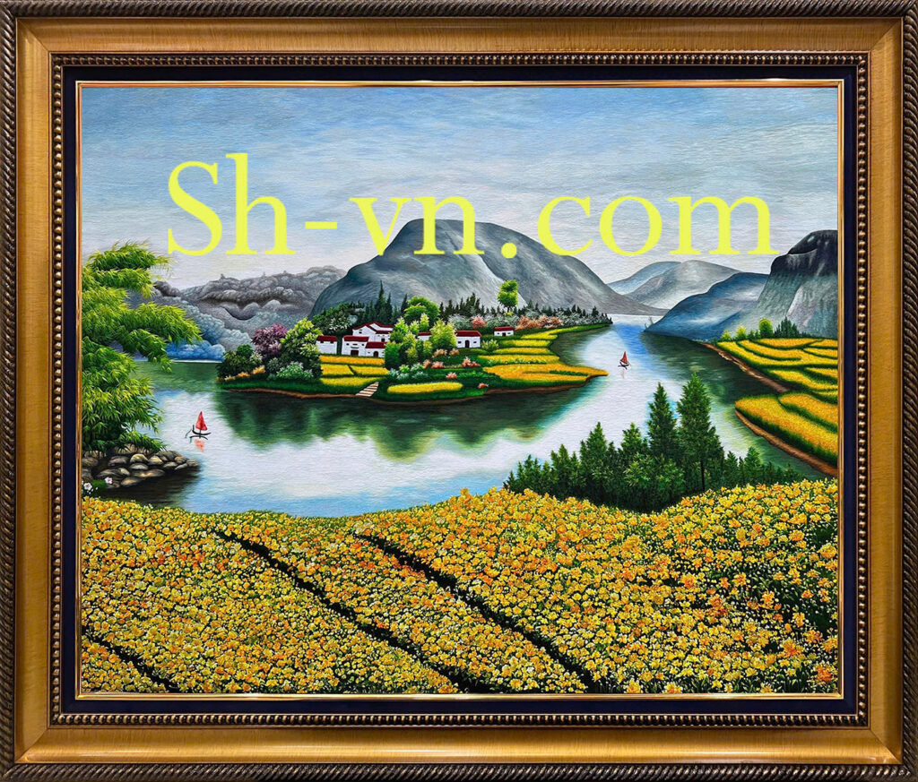 Vietnamese Silk Hand Embroidery "Embroidered landscape pattern of ripe rice fields" Vietnamese-silk-hand-embroidery (9)