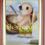 Tranh thêu tay chỉ lụa "Em bé"