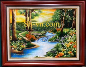 Top 10 Best Silk Hand Embroidery Oregon "Stream and deer" top-10-best-silk-hand-embroidery-in-oregon (5)